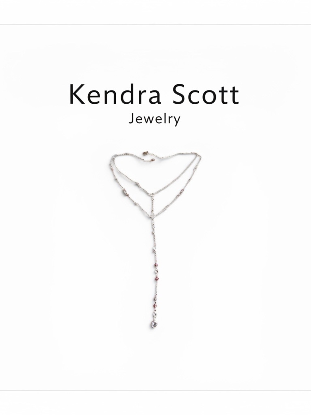 Kendra Scott Crystal Layered Lariat Necklace Silver